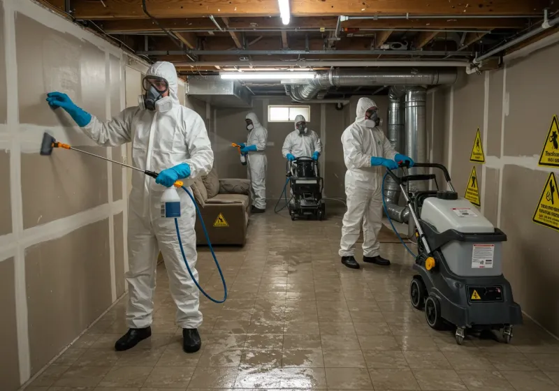 Basement Moisture Removal and Structural Drying process in Espy, PA